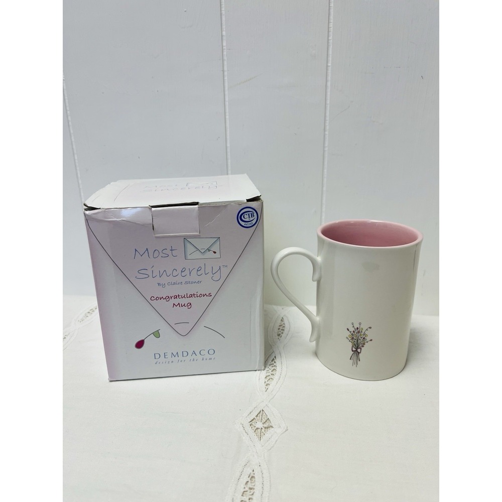 VTG Demdaco Most Sincerely By Claire Stoner 'Congratulations' Coffee Cup Mug NEW - Picture 3 of 4
